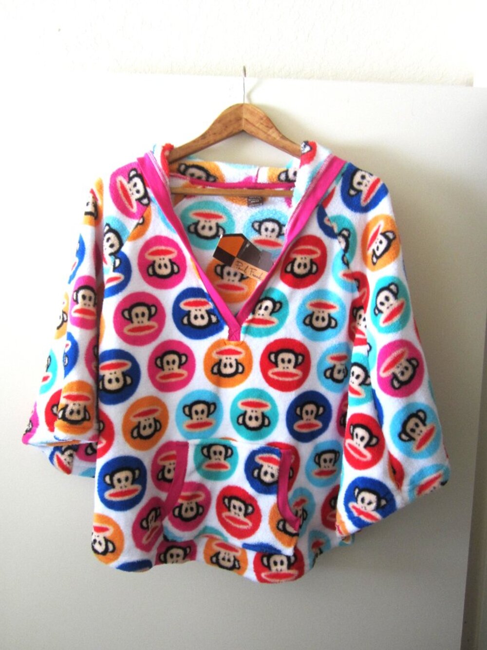 Paul Frank Julius the Monkey Pull Over Hoodie Plush Poncho